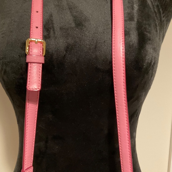 MCM Round Pink/Tan w/Cherries and Gold Chain Crossbody - Picture 14 of 16